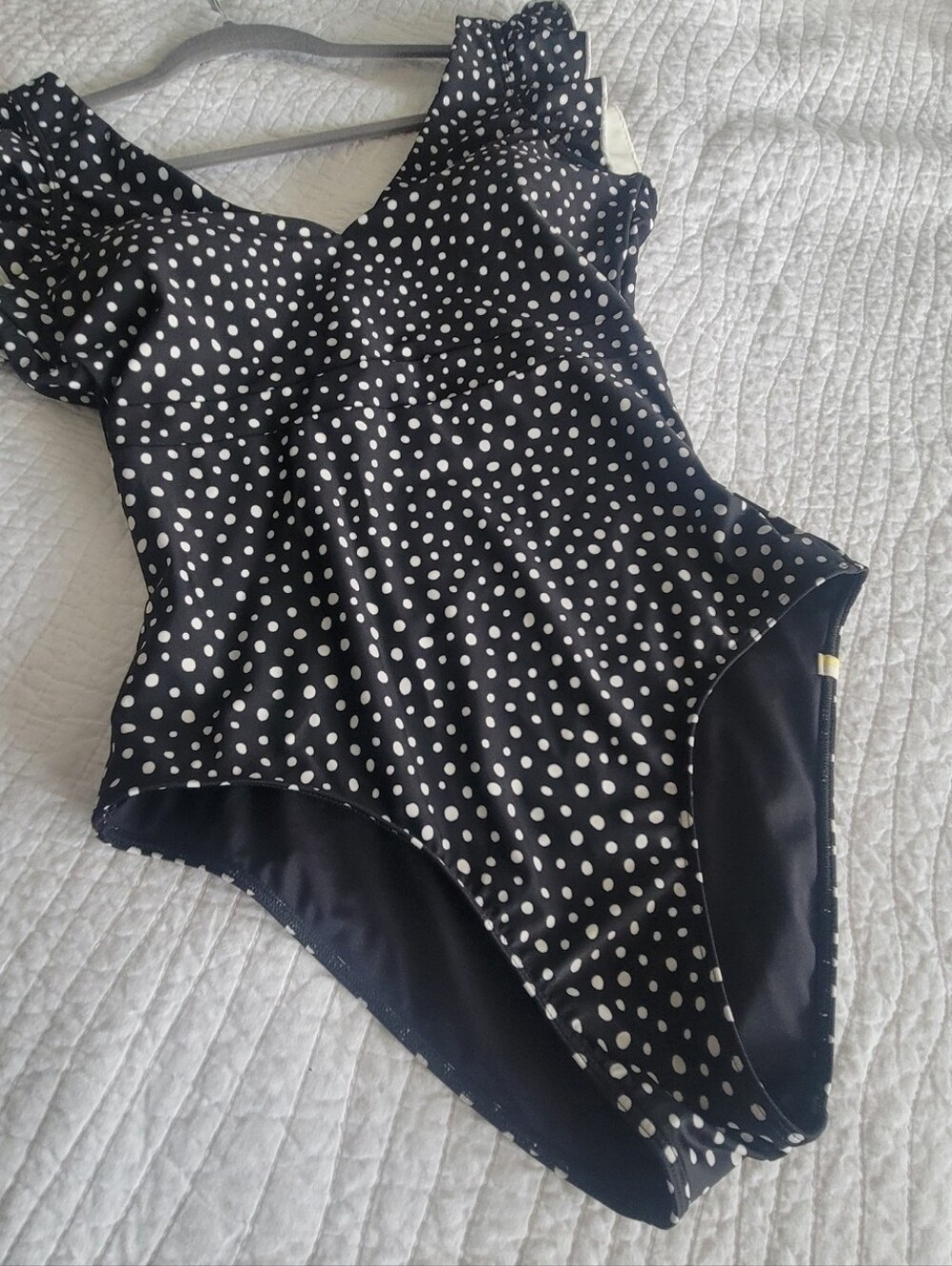 summersalt Long Torso Ruffle Backflip Polka Dot One-Piece Swimsuit - Picture 3 of 6